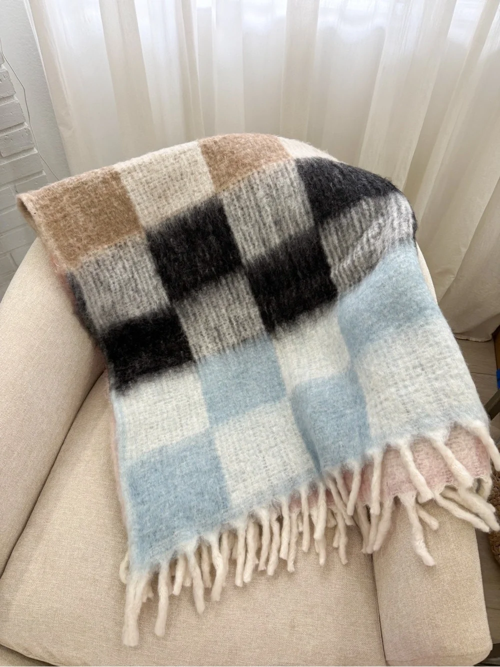 Anthropologie Cozy Cocoon Fringed Throw Blanket